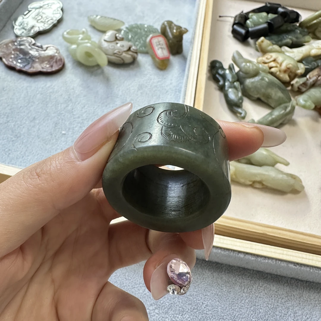 和田玉老玉扳指男士