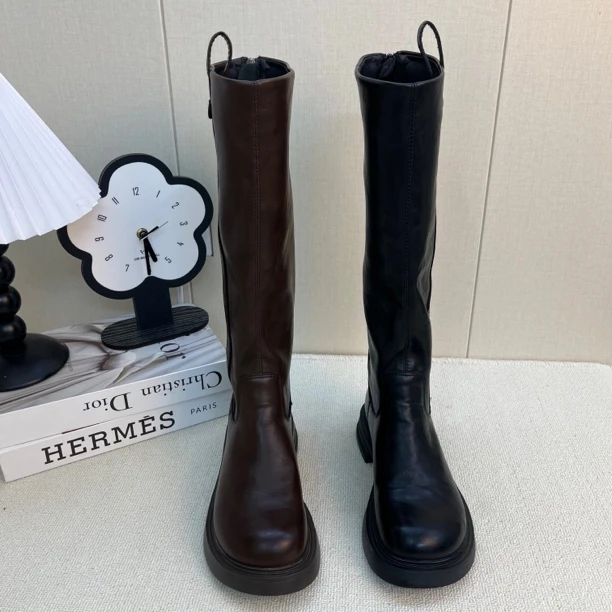 胖妹妹弹力骑士靴平跟冬季百搭英伦风新款长筒靴女款靴子女长筒靴