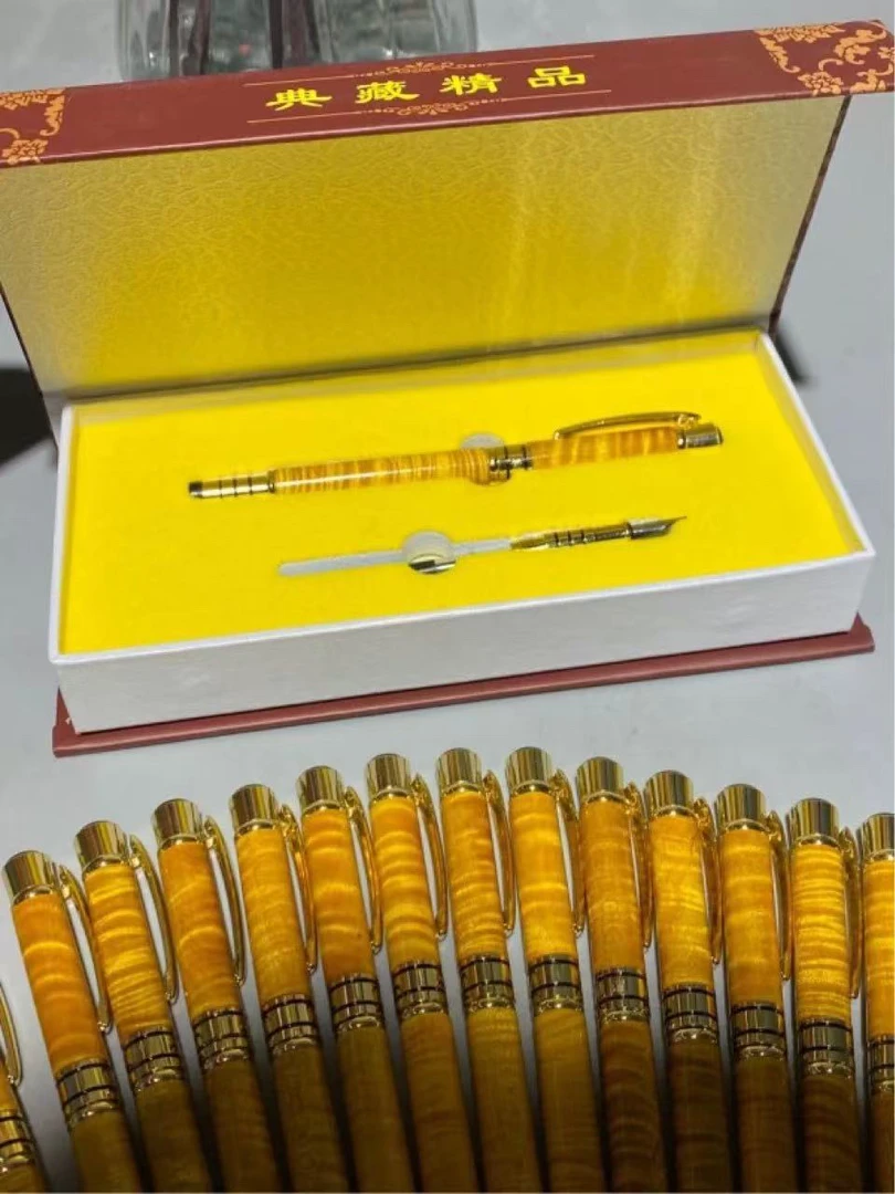 金丝楠木圆珠笔木质中性笔厂家直销红木签名笔签单笔金丝楠木钢笔