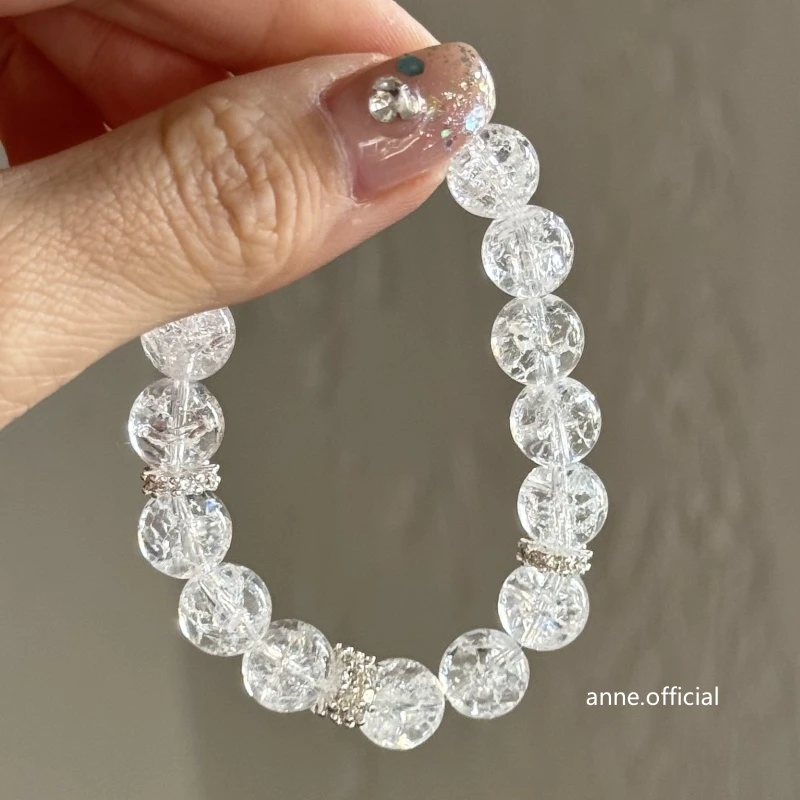 铜合金手链 夏日清新碎冰冰雪花弹力绳手链【S348】