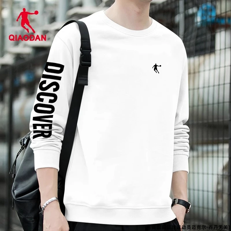 乔丹白色卫衣男2025冬季新款官方正品男士圆领内搭宽松长袖运动服