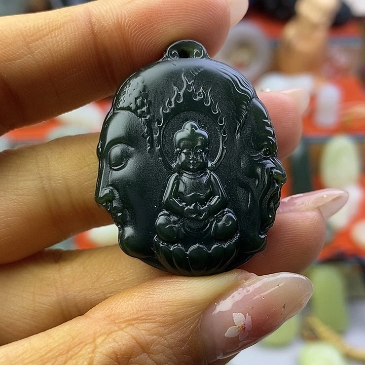 和田玉未镶嵌颈饰福利佛魔一念间吊坠