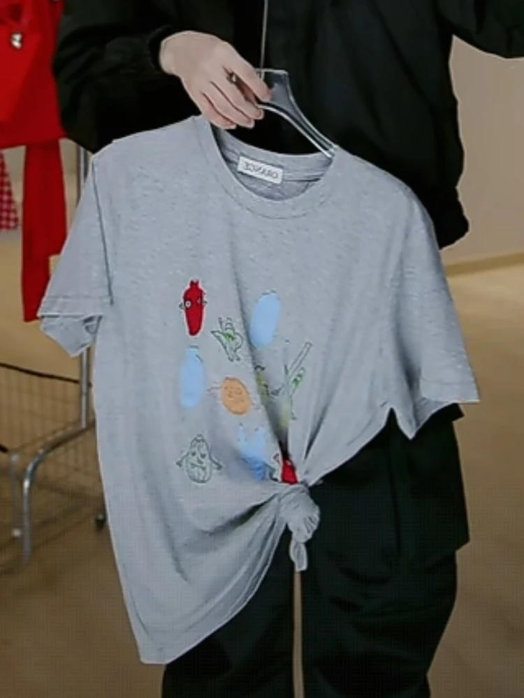 【济州岛】卡通蔬菜贴布设计短袖