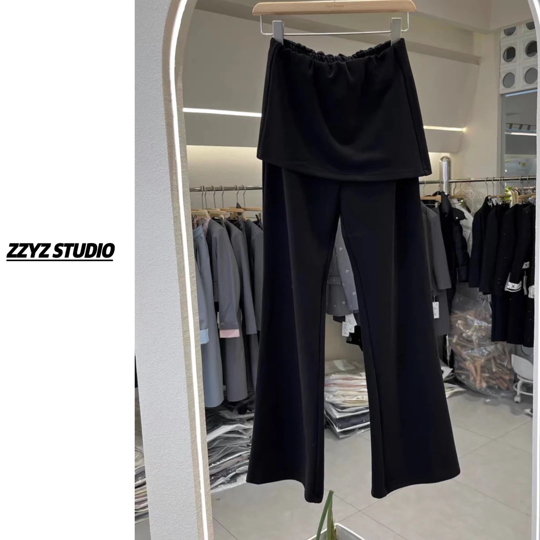 【ZZYZ】“屁帘超模裤”韩系设计感微喇屁帘喇叭裤新款小众休闲裤长裤