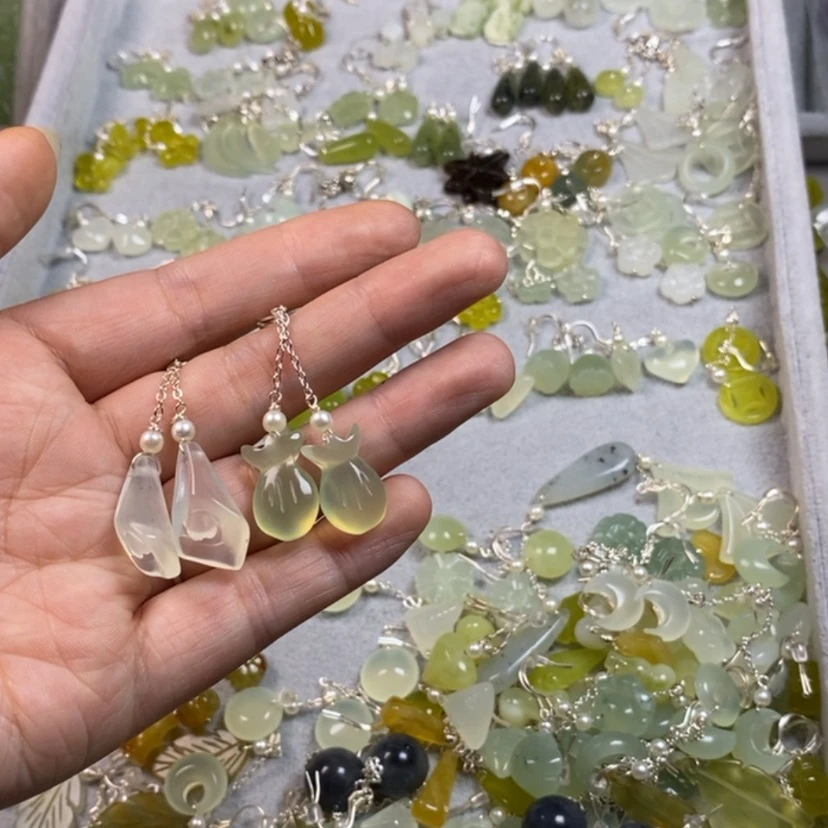 【闪购商品】银S925镶嵌蛇纹石玉挂件耳饰耳环项链紫**尘