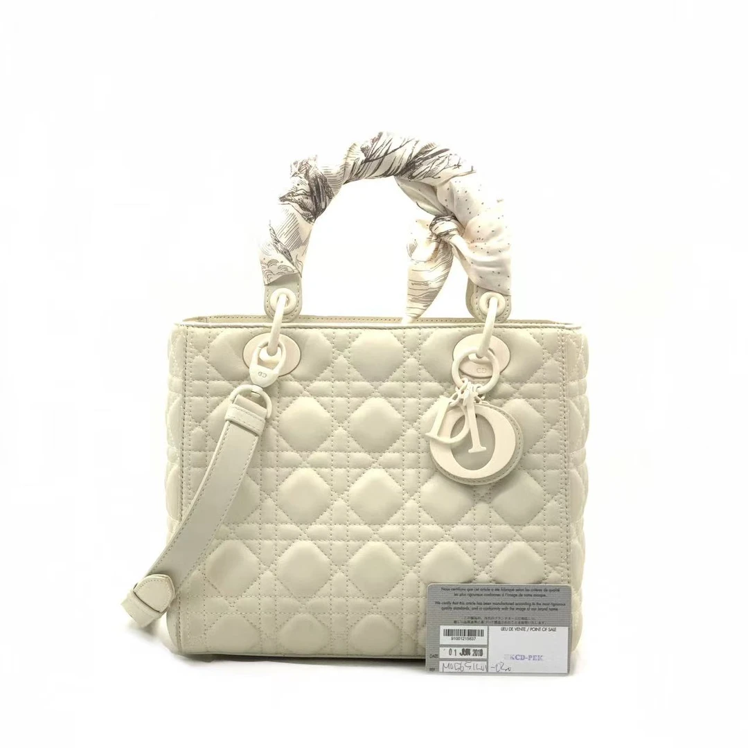 99新 DIOR/迪奥 【安则专属】磨砂白五格戴妃包