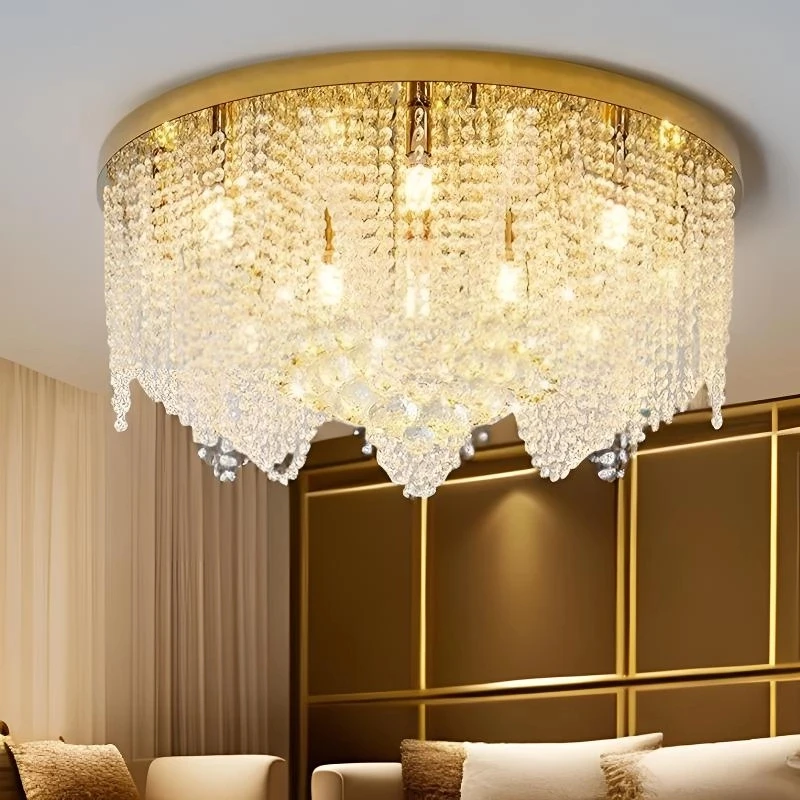流苏水晶灯圆形后现代轻奢客厅餐厅灯吸顶卧室灯网红创意灯具