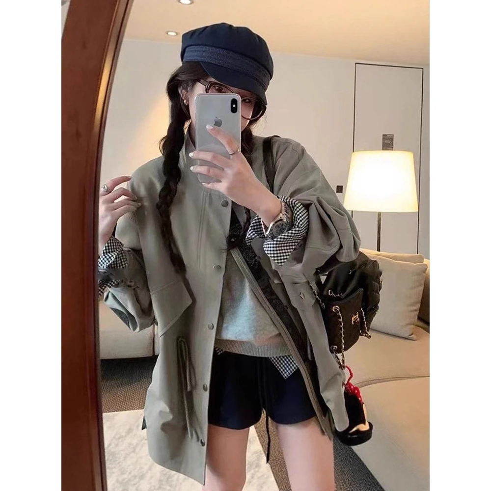 英伦风复古高级感风衣外套胖mm中长款秋装新款流行宽松小个子夹克