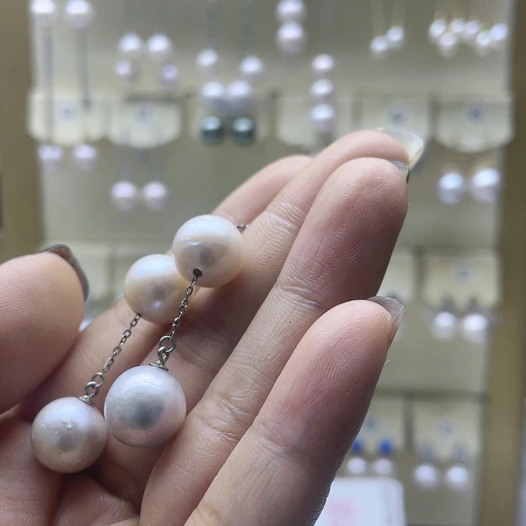 淡水珍珠耳饰银S925镶嵌