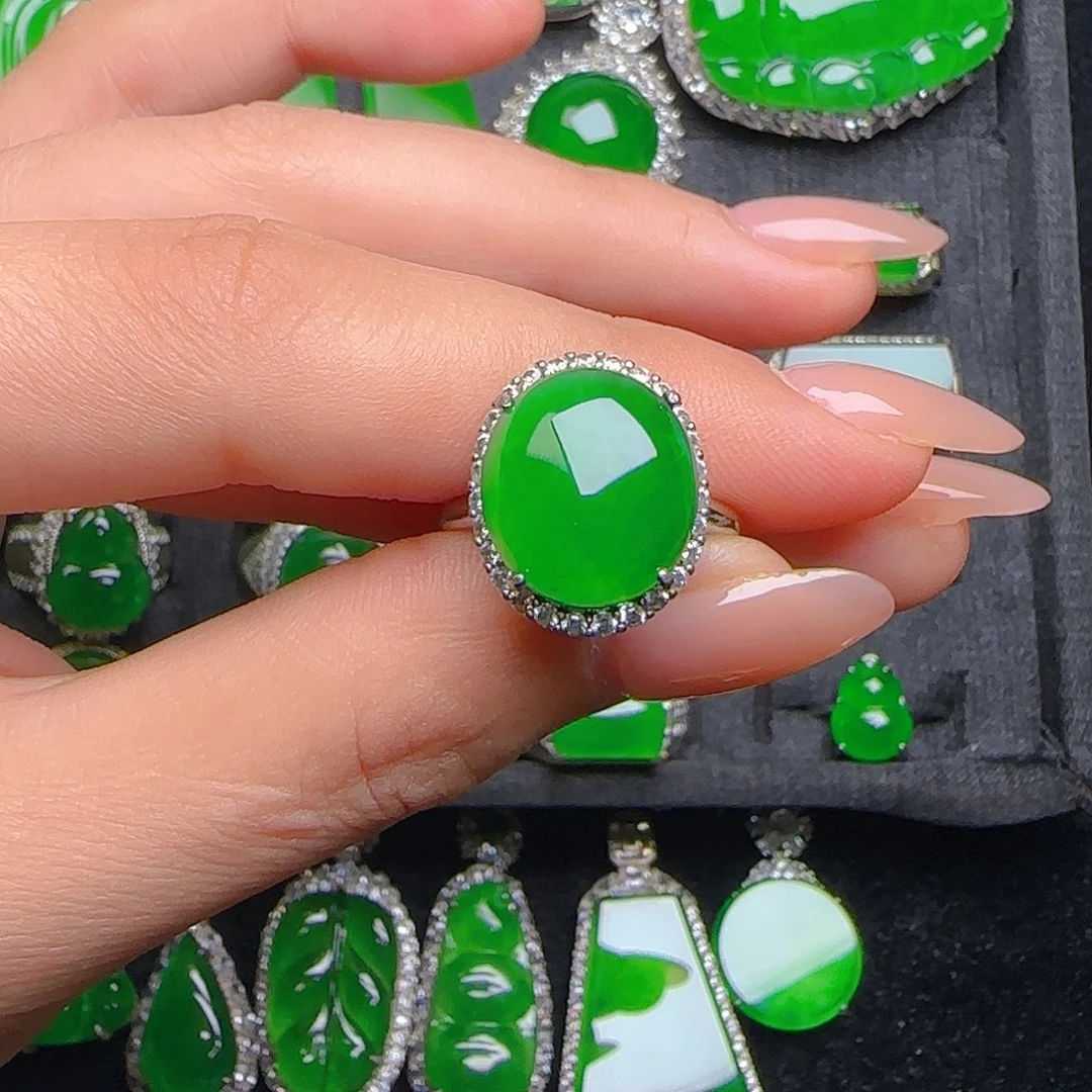 翡翠银S925镶嵌戒指