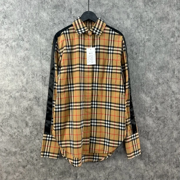 95新 BURBERRY/博柏利 Burberry经典格纹黑边衬衫