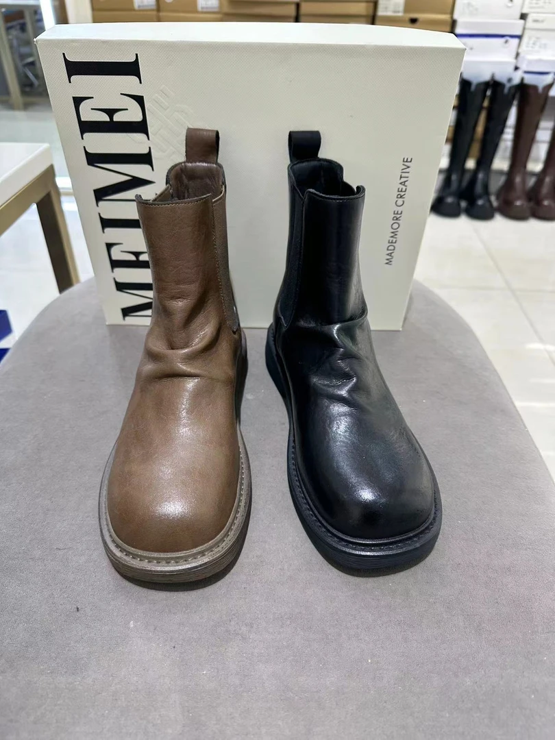 巴黎风轻质平底短筒烟管靴5312