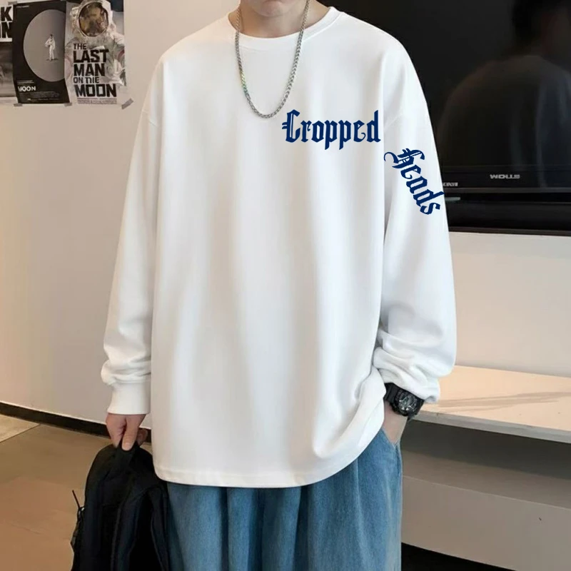 长袖t恤男青少年2025新款春秋季纯棉宽松薄款内搭打底衫潮流上衣