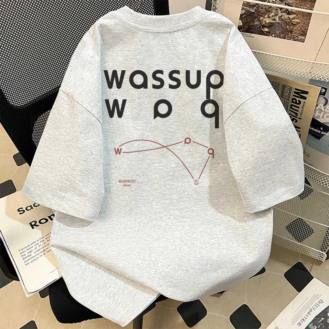 休闲百搭圆领短袖T恤2025夏季新款高级感半袖帅气ins纯棉宽松上衣