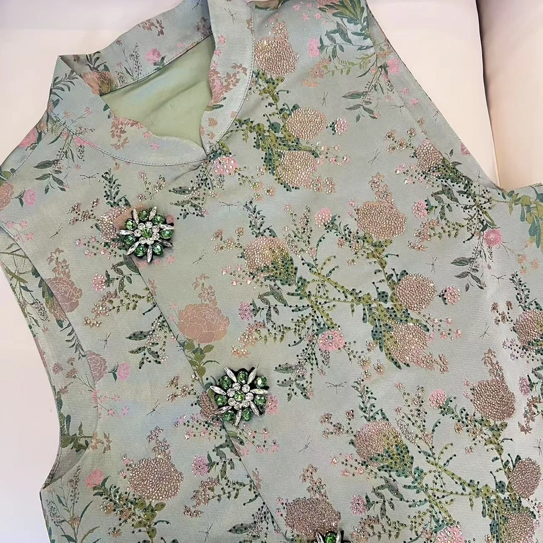 TCH-轻奢中国风重工刺绣烫钻新中式时尚复古夏季马甲T72C016035