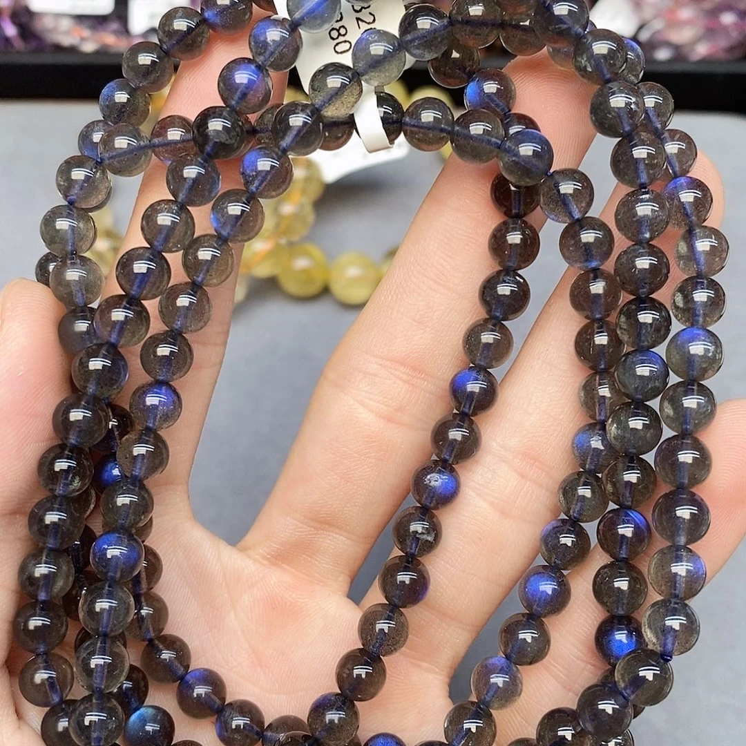 拉长石手链未镶嵌24灰月光多圈6mm多样性发其一