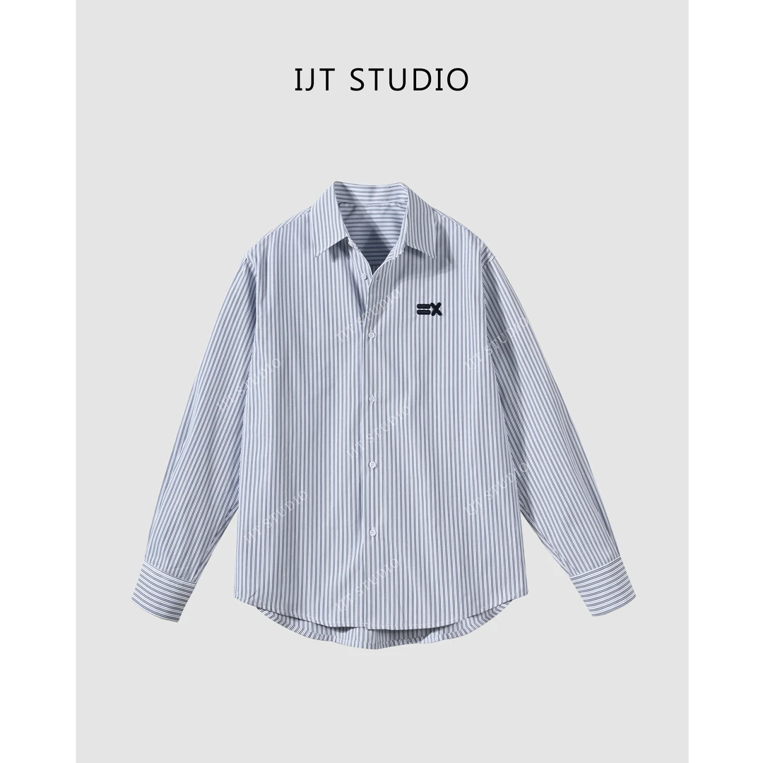 IJT studio春季新品时尚百搭条纹长袖衬衫91315