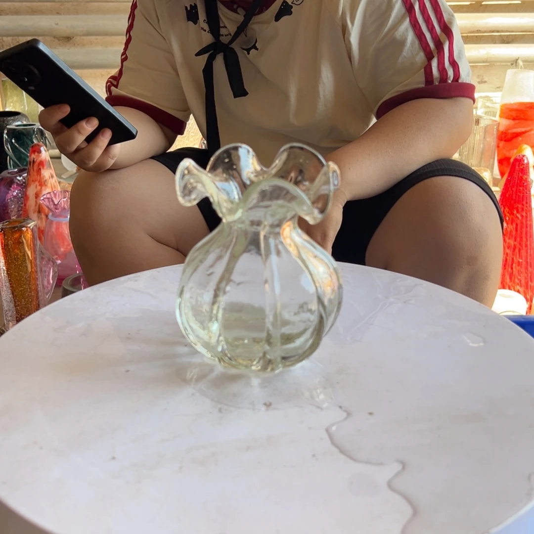 透明高度14琉璃花器摆件微瑕