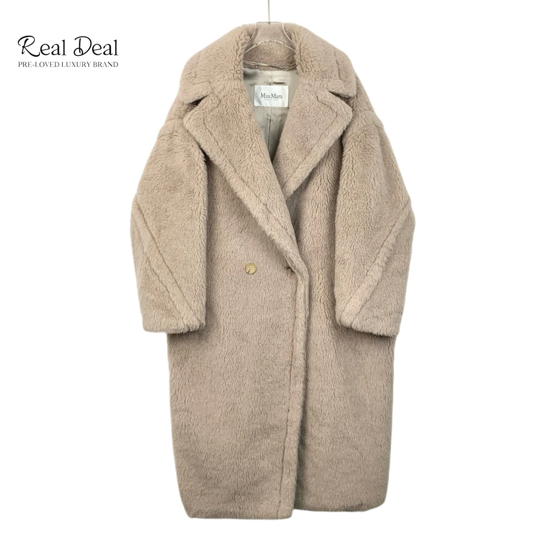 99新 MaxMara  H12303   沙色泰迪羊驼毛翻领大衣外套 S码