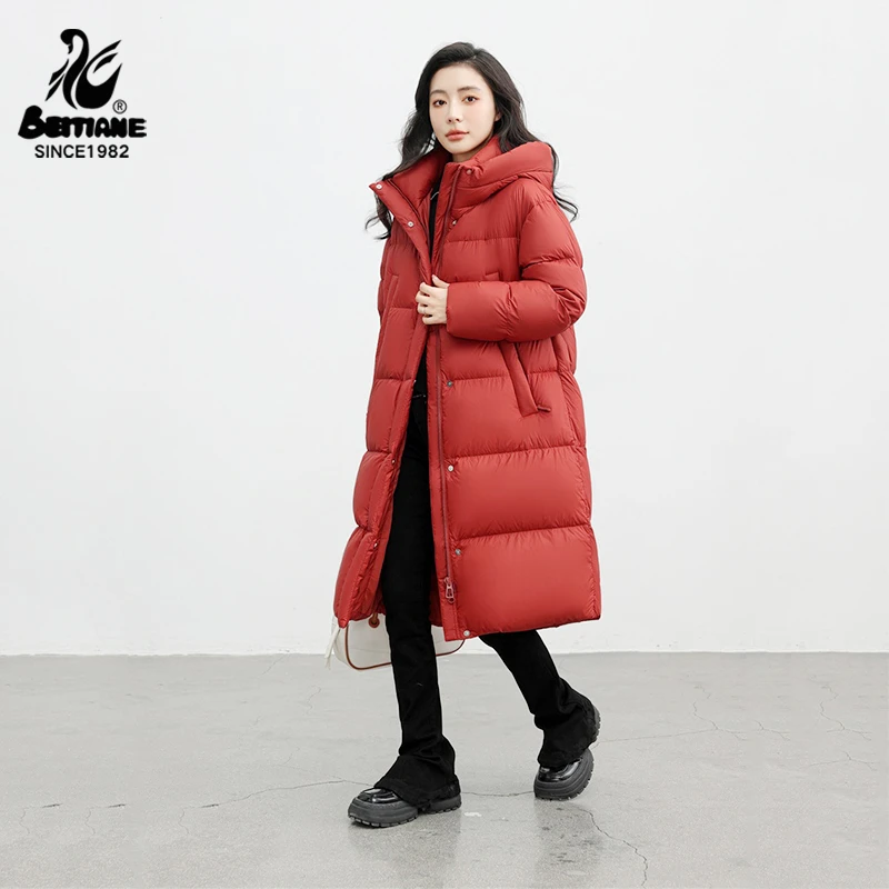 【北天鹅】零压泡芙！自带修容～女士连帽长款羽绒服