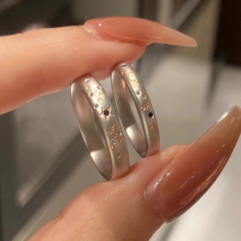 卡柒 铜合金戒指 中古闪锆星星戒指时尚小众设计高级感情侣指环