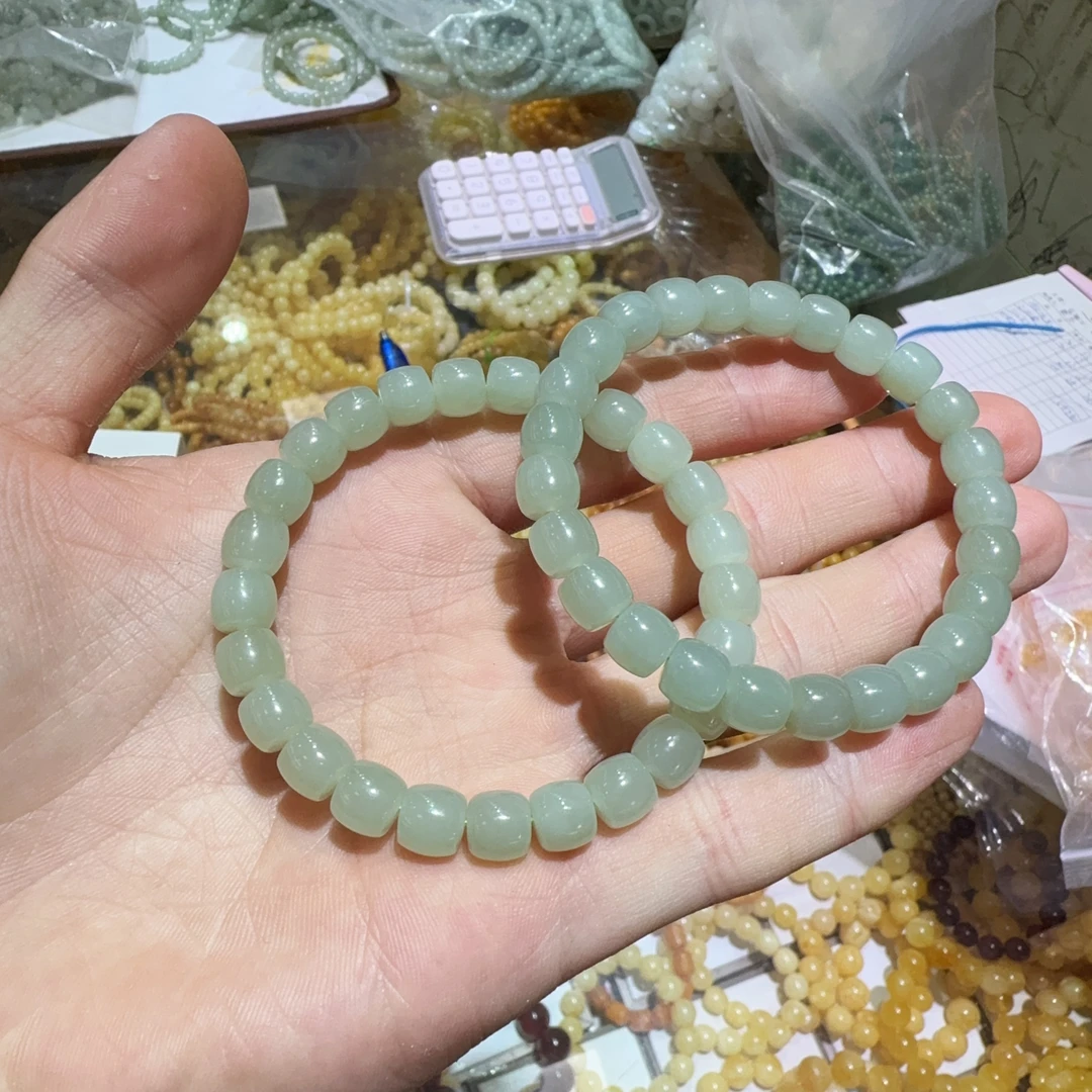 天然和田玉直切手串单圈约7x8mm左右多样性拍一发一x