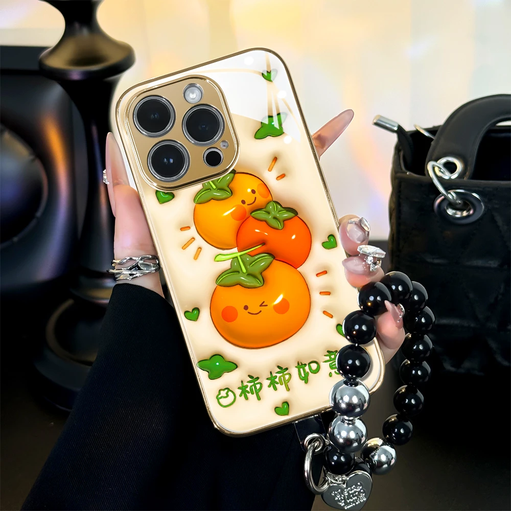 适用于苹果17华为OPPO小米VIVO高级感个性新颖电镀玻璃壳BG0271