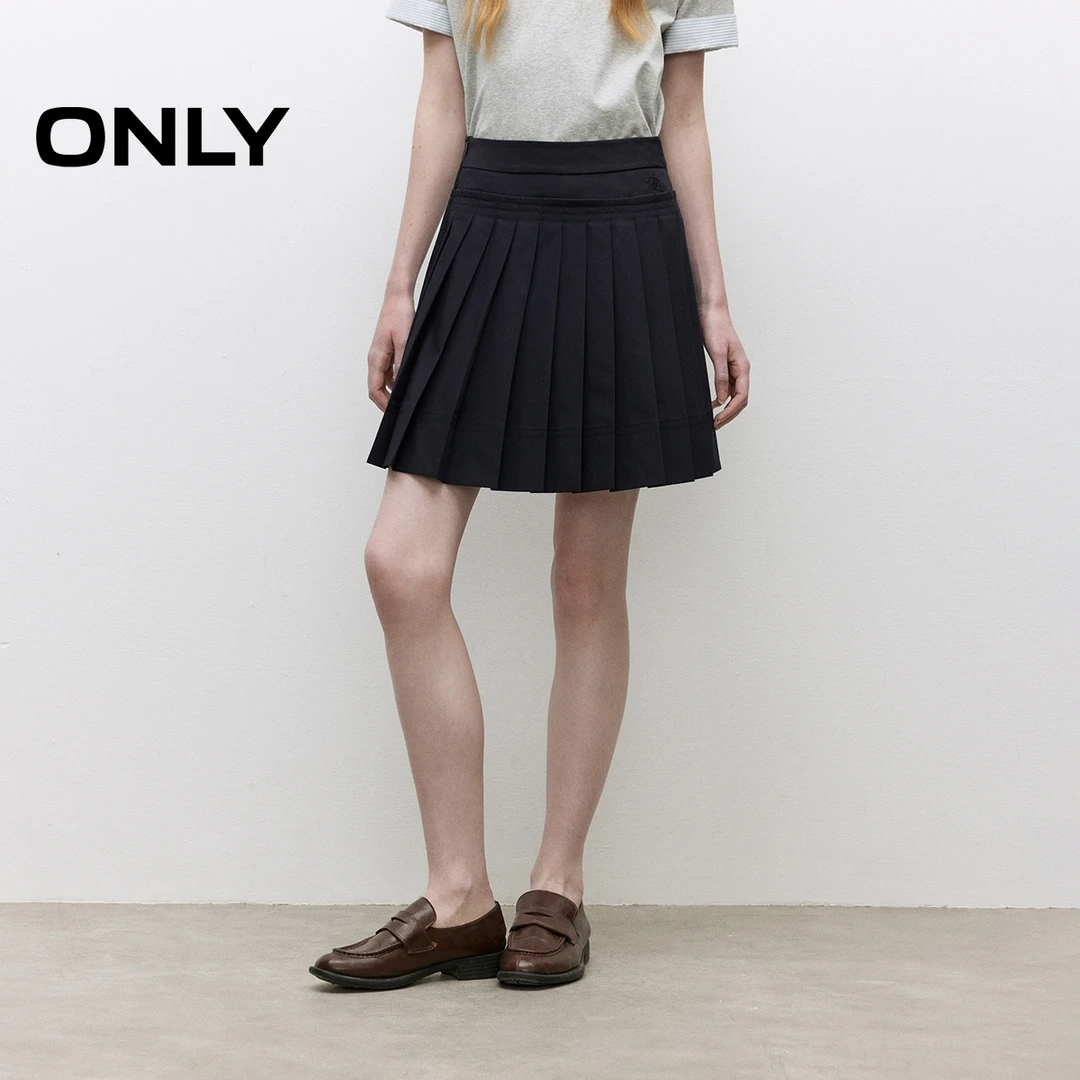 ONLY夏季学院风A字百褶裙短裙半身裙女纯欲慵懒风女装|125116026