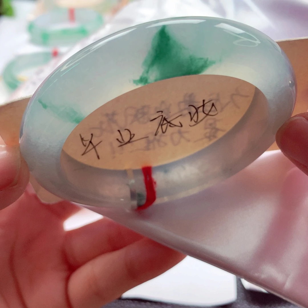 翡翠未镶嵌手镯师妹57.2蓝冰蓝彩0毛孔毕业