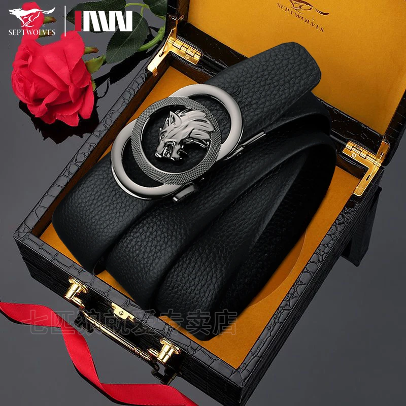 七匹狼男士皮带个性潮流真皮自动扣休闲百搭韩版腰带男款中年轻人