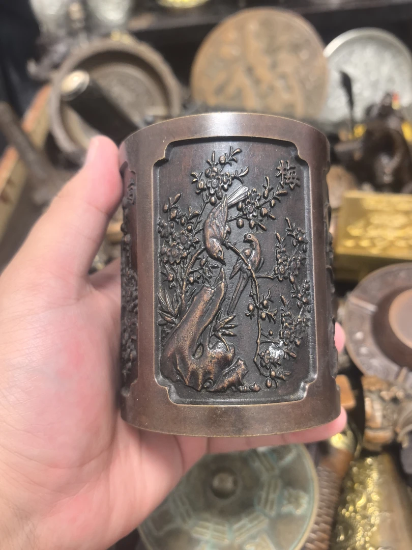 【闪购链接】铜梅兰竹菊笔筒