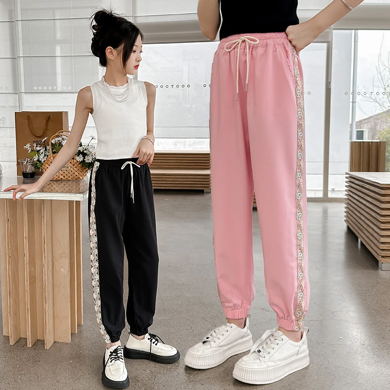 女童裤子夏装2025新款洋气儿童薄款束脚裤中大童百搭外穿防蚊裤潮