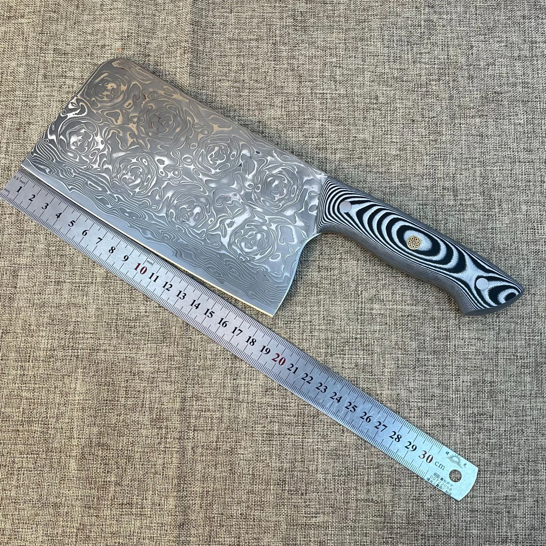 CC砍切两用菜刀玫瑰纹灰柄