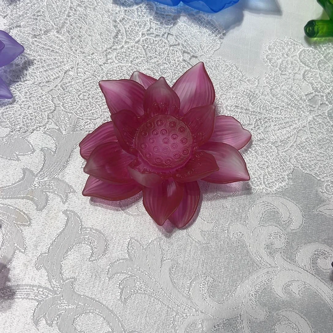 陶瓷QAA361金红荷花花盘