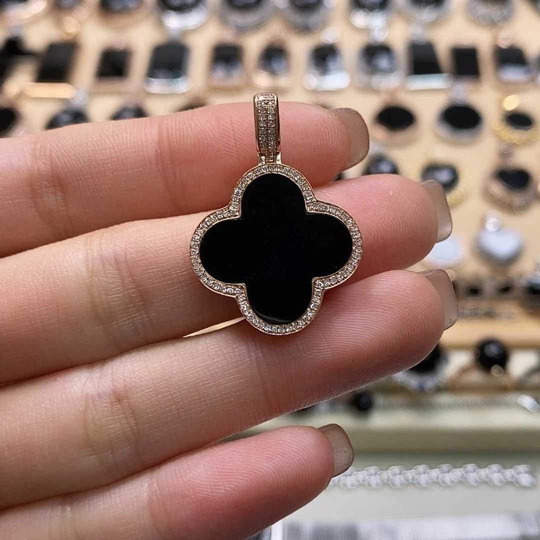 翡翠颈饰18K金镶嵌天然翡翠墨翠