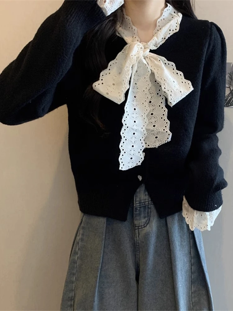 小香风蝴蝶结针织开衫女2025春秋冬新款漂亮软糯毛衣外套长袖上衣