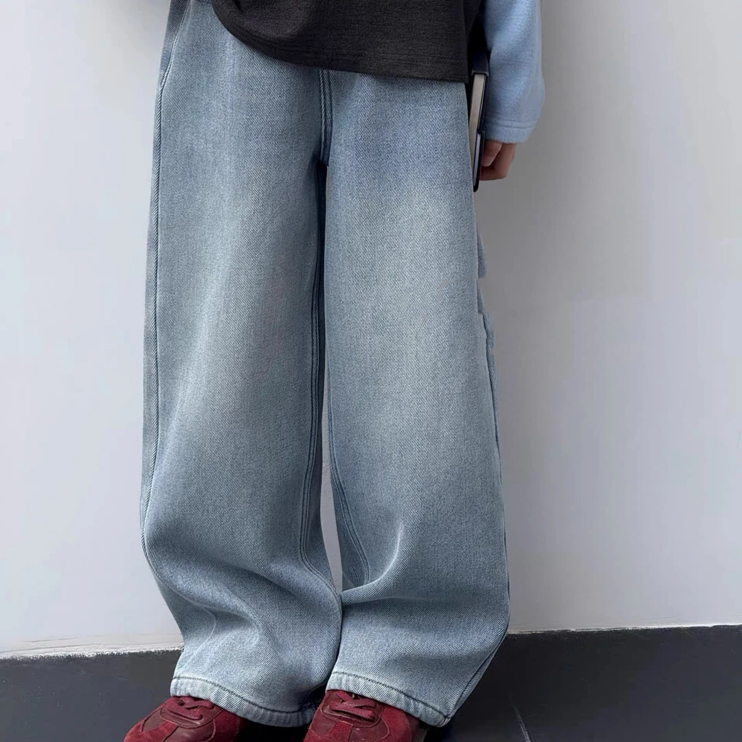 199-mochier爱心字母-沫弛尔加绒加厚牛仔裤女大童