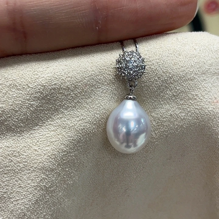 颈饰银S925镶嵌海水珍珠澳白 10-11mm 137号