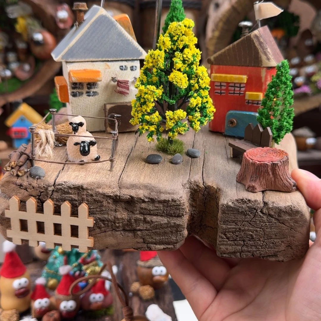 栗***狗香榧木黄花树房子造景11