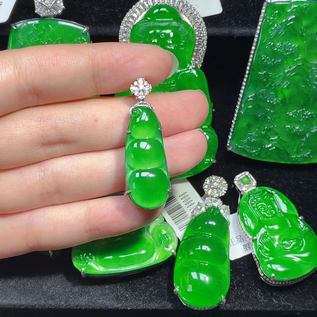 翡翠银S925镶嵌颈饰天然A货翡翠