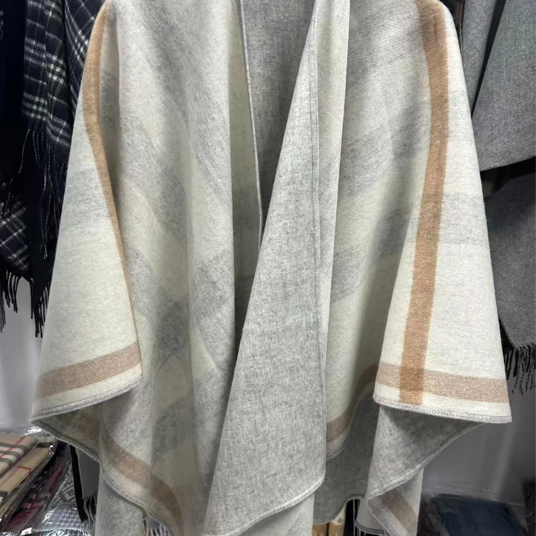 桃花百媚内蒙古羊毛大披肩 双面格子 提花 出口订单