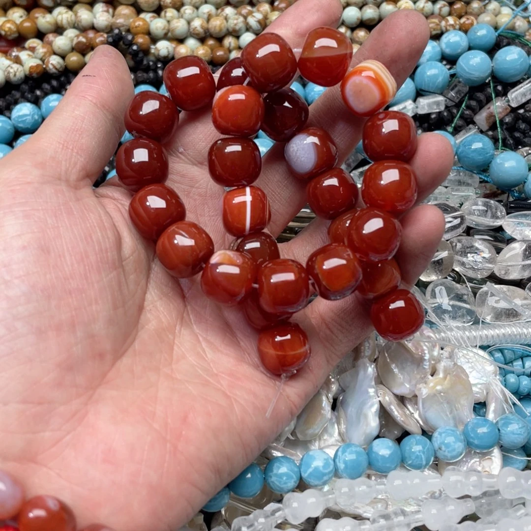 玛瑙/玉髓合金珠宝半成品一条12mm红玛瑙老型