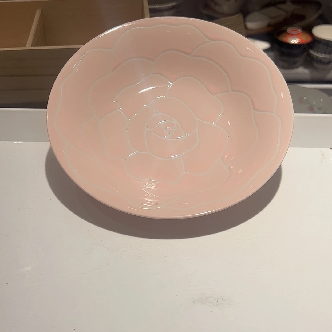 八***七陶玫瑰粉色大盘子1个美美哒