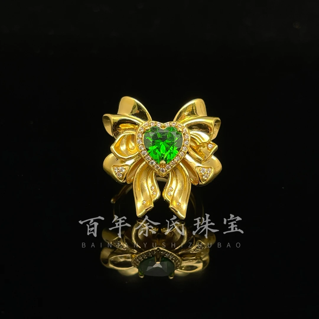 美少女战士—足金999黄金蝴蝶结镶嵌戒指3.41-4.41-4.43克净金重