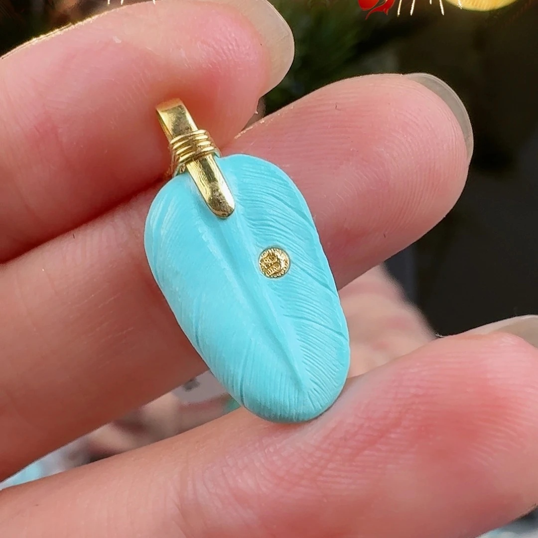 绿松石珠宝奇石18K金镶嵌