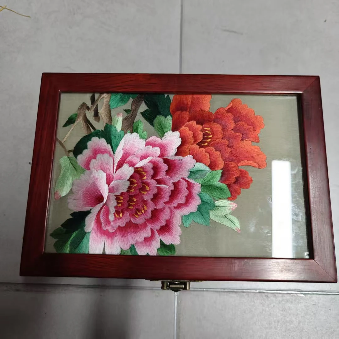 非遗苏绣纯手工桂花红头鱼单层首饰盒