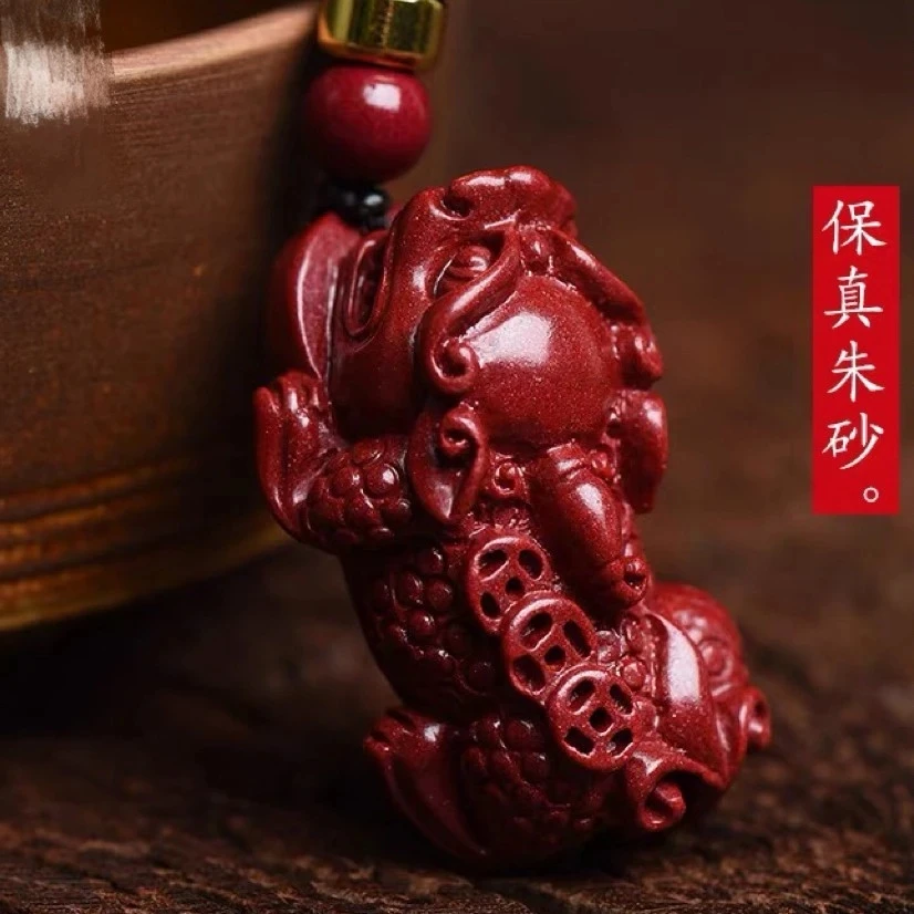 含辰砂工艺品朱砂紫金砂高含量立体三钱貔丘吊坠男女吊坠