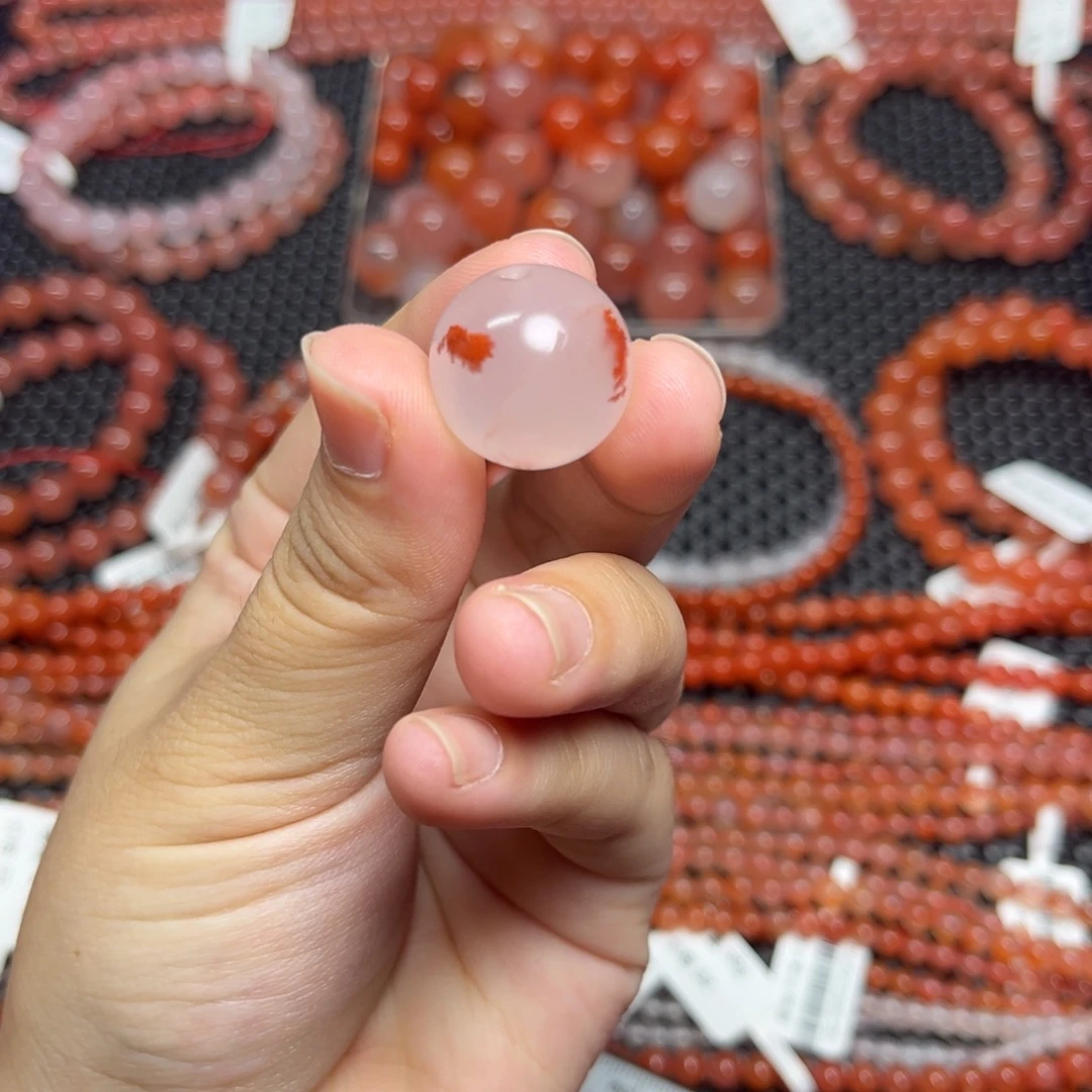 南红玛瑙未镶嵌手链散珠飘花18m