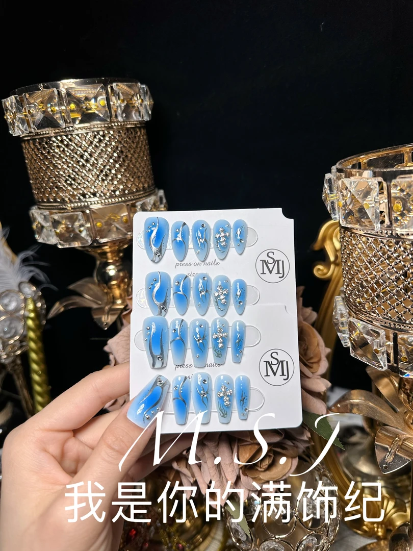 满饰纪|「国外订单25」轻奢钻饰网红穿戴甲手工美甲纯欲甲片指