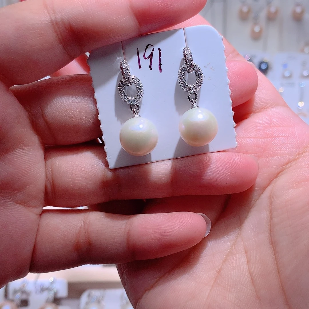 淡水珍珠银S925镶嵌耳饰CC11.2mm